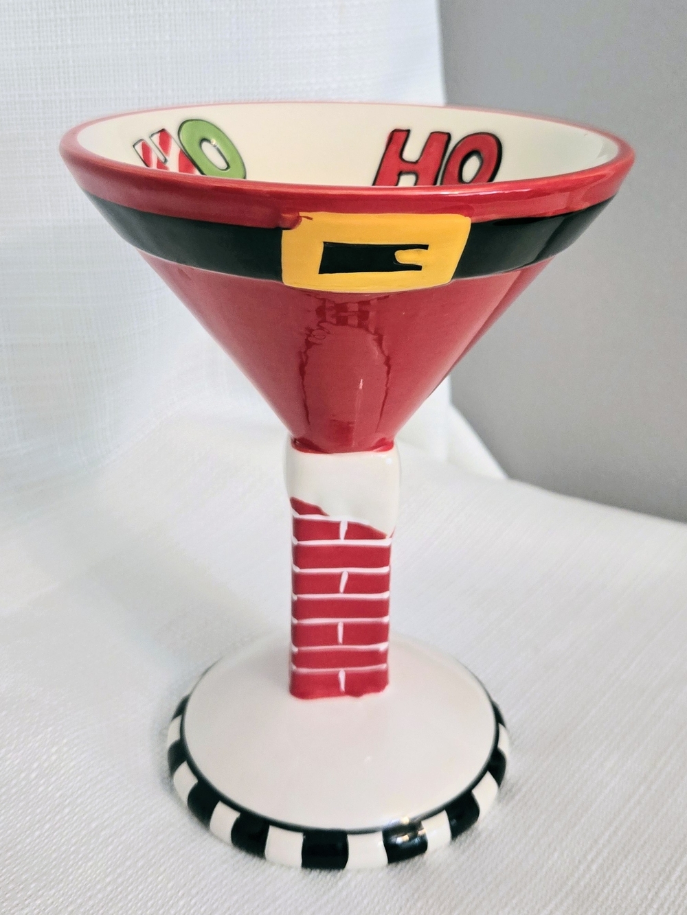 Santa Claus Belly Christmas Martini Glass SCM Designs Ho Ho Ho Brick Cocktail